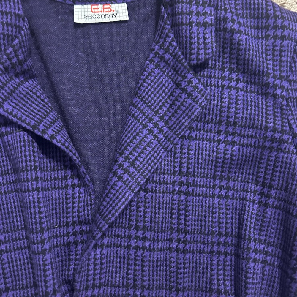 Purple plaid blazer